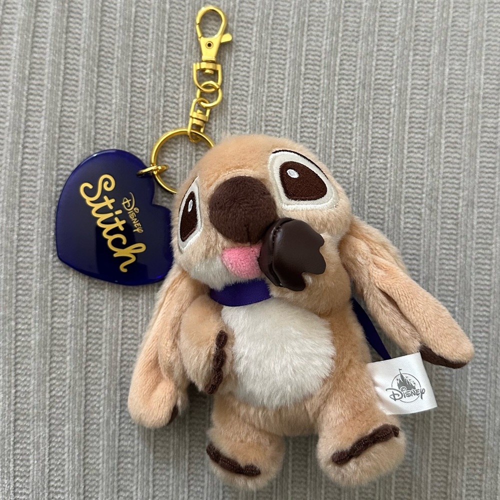 Disney Japan Stitch Tan and Brown Plush Keychain